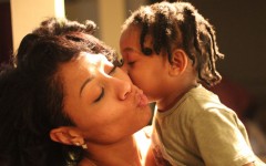 A single parent with her son.