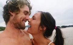 A laughing couple who knows the characteristics of a good relationship.
