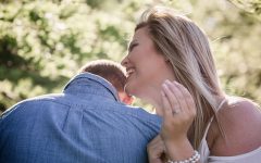 A laughing couple that shows all the signs of a good relationship.