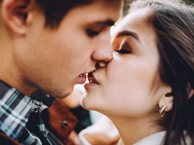 A couple just about to kiss each other because they have such great chemistry.