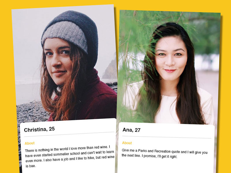 Two bumble profiles. One for a woman Christina and another bumble profile for Ana.