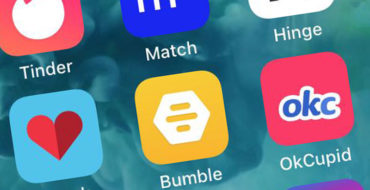 A screenshots of a bunch of dating apps on someone's phone including the Bumble dating app.