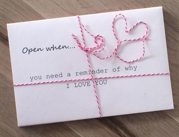 A love note tied with string.
