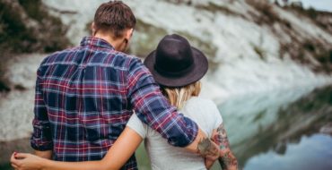 Couple getting back together and walking in the outdoors